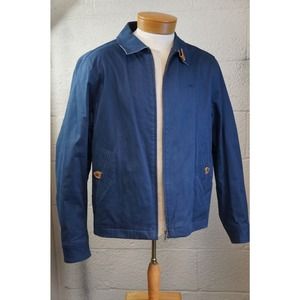 Lacoste Jacket Mens Medium Blue 52 Collared Bomber Twill Logo Golf Leather Tab